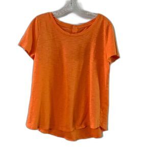 Talbots Tee Orange Sherbert L Button Back Shrt Slve Coastal Tropicalcore Casual